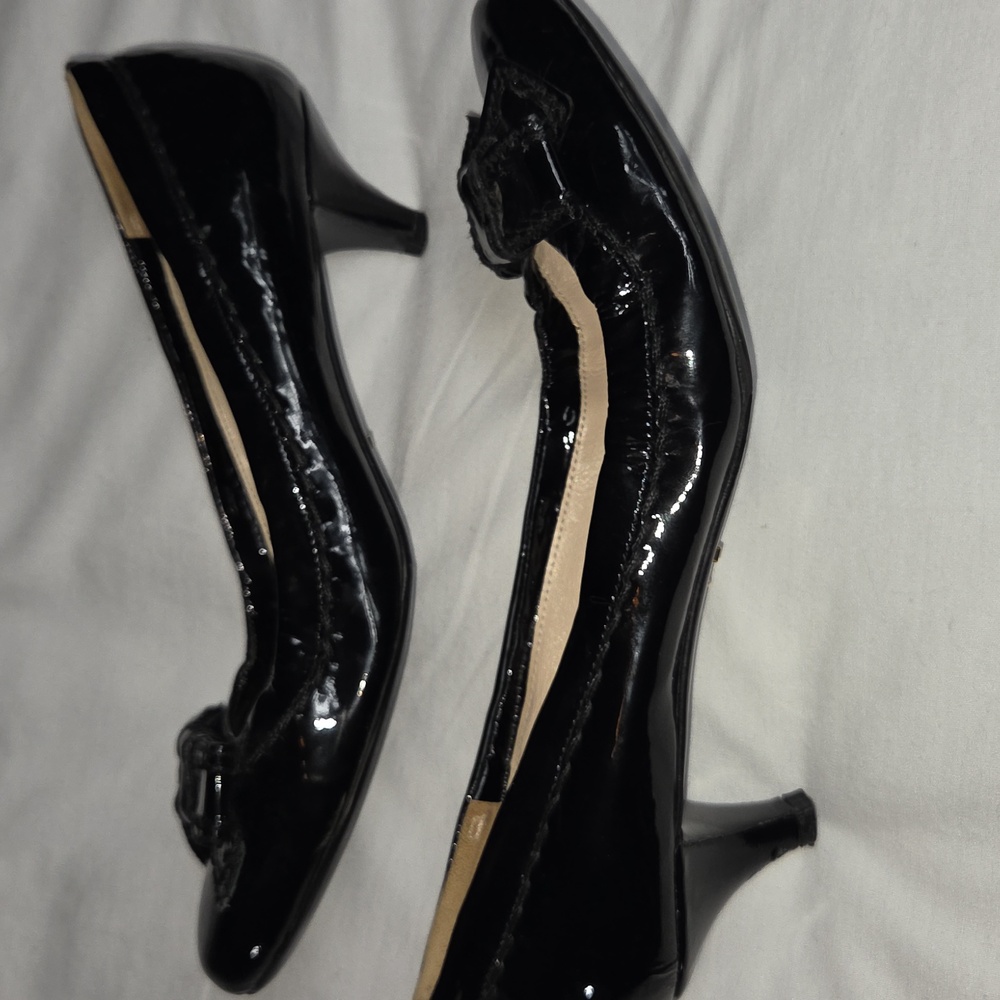 PRADA Black Patent Leather Kitten Heels with Bow 38 1/2 - Picture 4 of 12